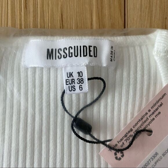 NWT Missguided Recycled Cupped Scoop Front Bodysuit in White Size 6 - Picture 6 of 7